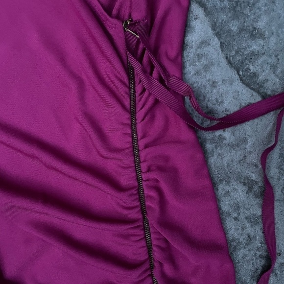 Nicolle Miller vintage pink fusia midi ruched dress with zipper size 2 - Picture 3 of 8